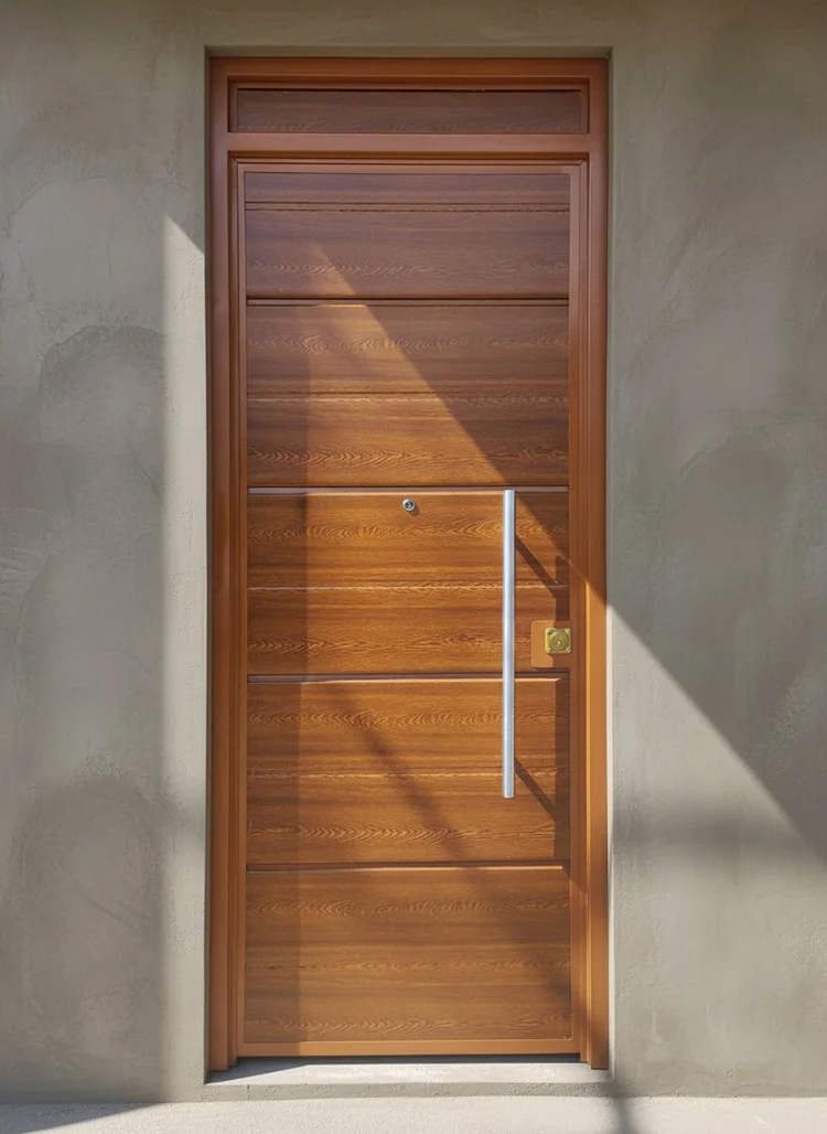 Textura detallada y veta de puerta de madera principal.